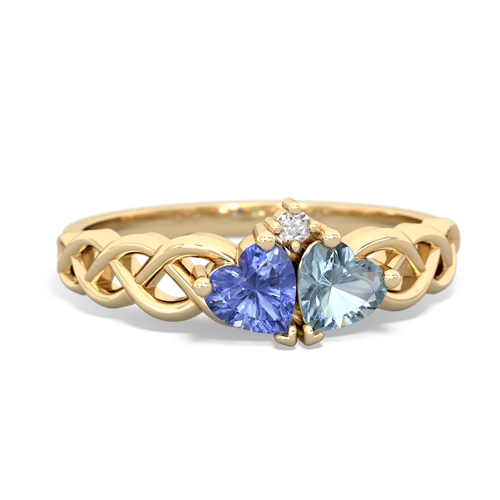 tanzanite-aquamarine celtic braid ring