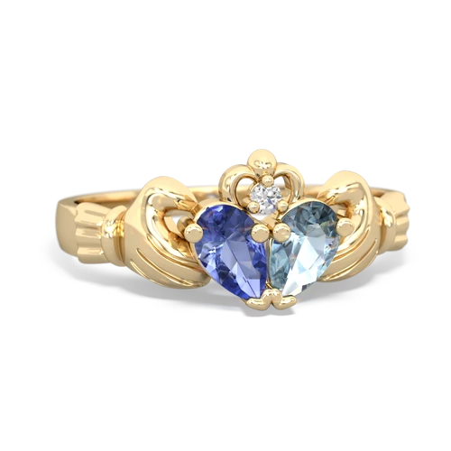 tanzanite-aquamarine claddagh ring