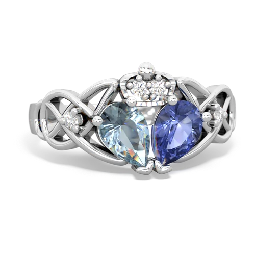 tanzanite-aquamarine claddagh ring