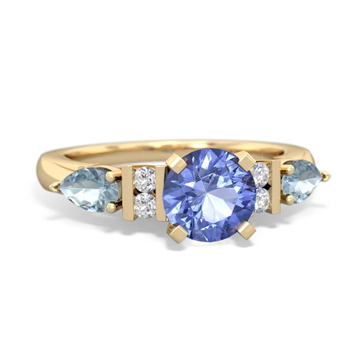 Tanzanite Genuine Tanzanite with Genuine Aquamarine and Lab Created Pink Sapphire Engagement ring Ring