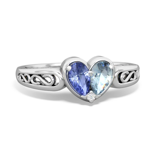 tanzanite-aquamarine filligree ring