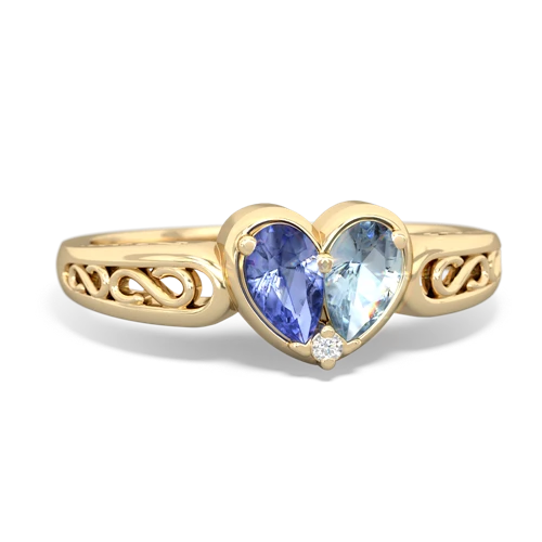 tanzanite-aquamarine filligree ring