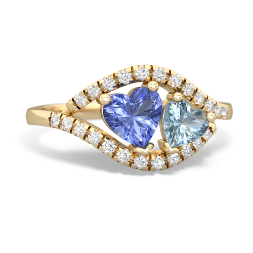 tanzanite-aquamarine mother child ring