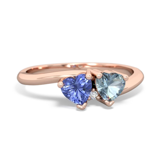 tanzanite-aquamarine sweethearts promise ring