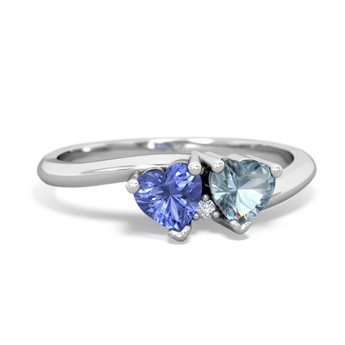 tanzanite-aquamarine sweethearts promise ring