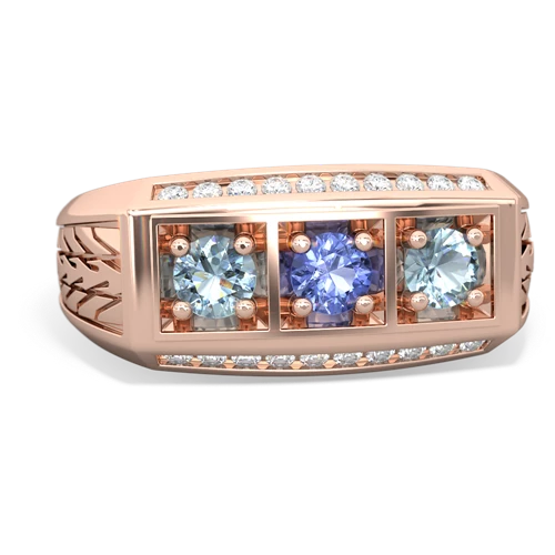 tanzanite-aquamarine three stone ring
