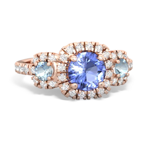 tanzanite-aquamarine three stone regal ring