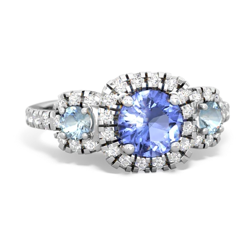 tanzanite-aquamarine three stone regal ring