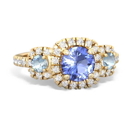 tanzanite-aquamarine three stone regal ring