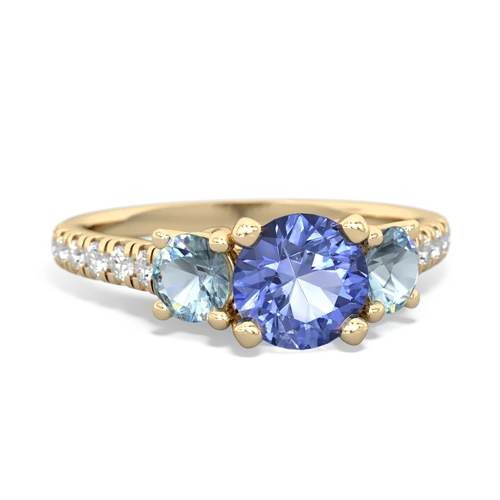 tanzanite-aquamarine trellis pave ring