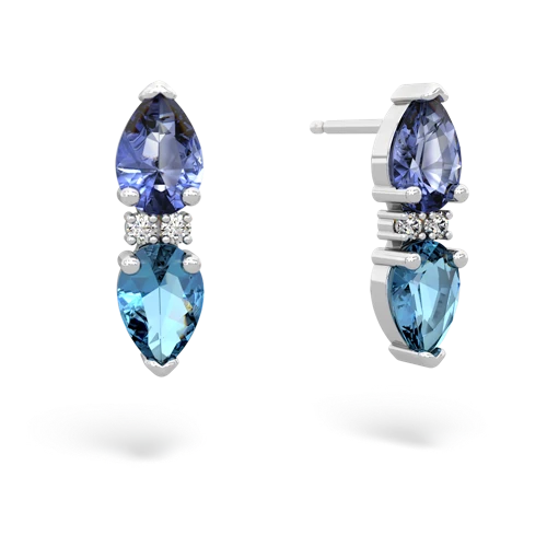 tanzanite-blue topaz bowtie earrings