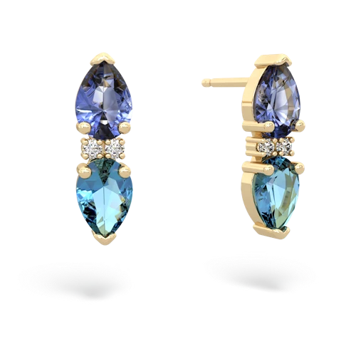 tanzanite-blue topaz bowtie earrings