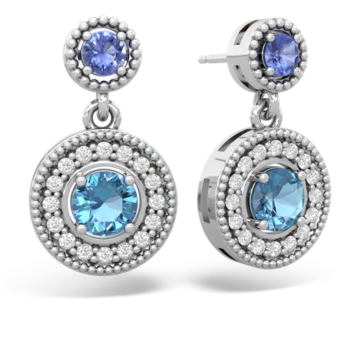 tanzanite-blue topaz halo earrings