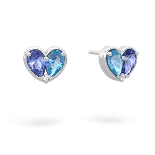 tanzanite-blue topaz one heart earrings