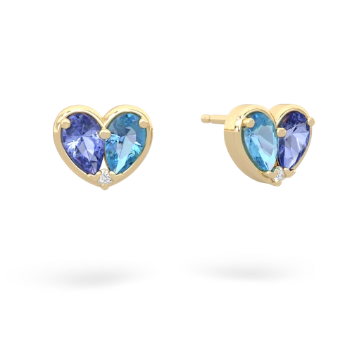 tanzanite-blue topaz one heart earrings