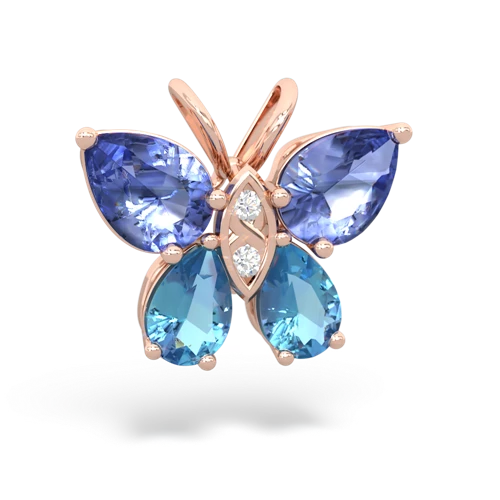 tanzanite-blue topaz butterfly pendant