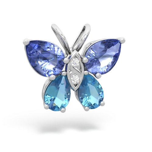 tanzanite-blue topaz butterfly pendant