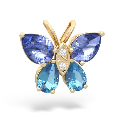 tanzanite-blue topaz butterfly pendant