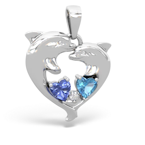 tanzanite-blue topaz dolphins pendant