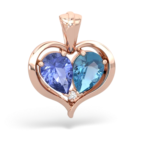tanzanite-blue topaz half heart whole pendant