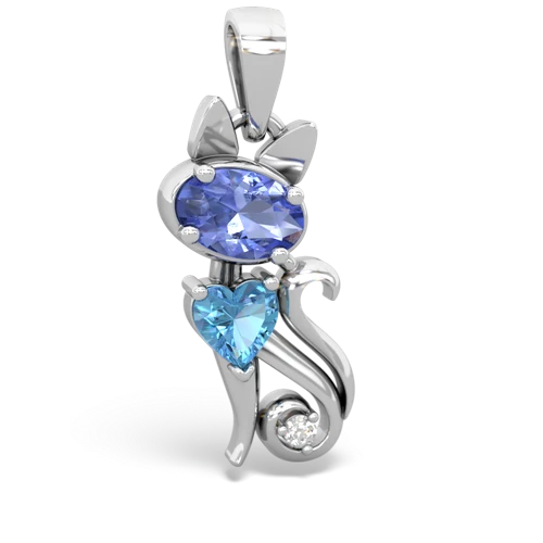 tanzanite-blue topaz kitten pendant