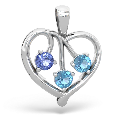 Tanzanite Genuine Tanzanite with Genuine Swiss Blue Topaz and Genuine Opal Glowing Heart pendant Pendant