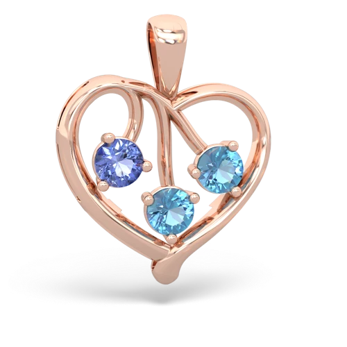 tanzanite-blue topaz love heart pendant