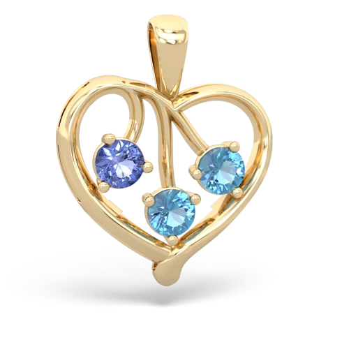 tanzanite-blue topaz love heart pendant