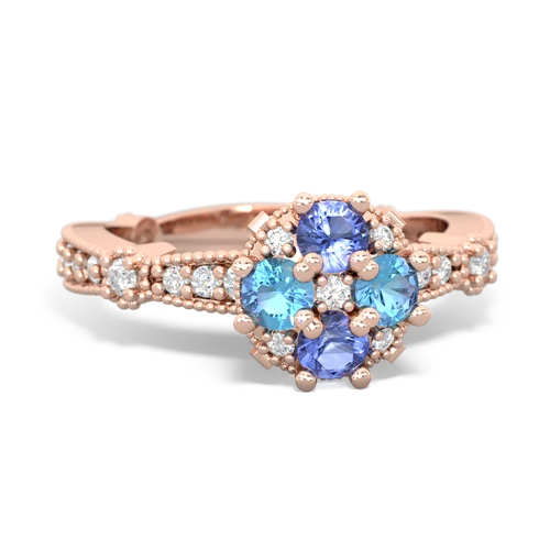 tanzanite-blue topaz art deco engagement ring