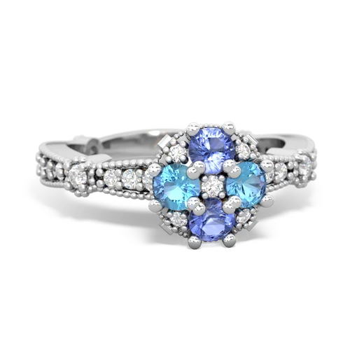 tanzanite-blue topaz art deco engagement ring
