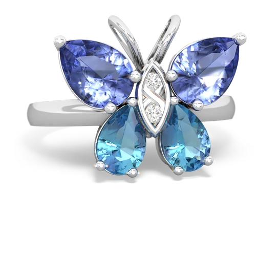 tanzanite-blue topaz butterfly ring