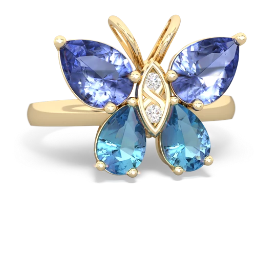 tanzanite-blue topaz butterfly ring