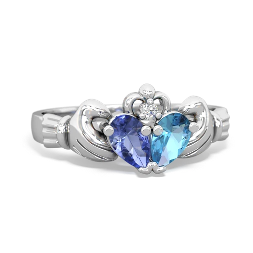tanzanite-blue topaz claddagh ring