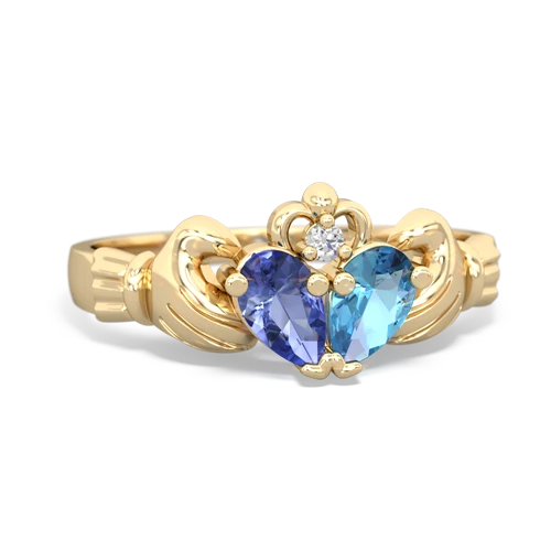 tanzanite-blue topaz claddagh ring