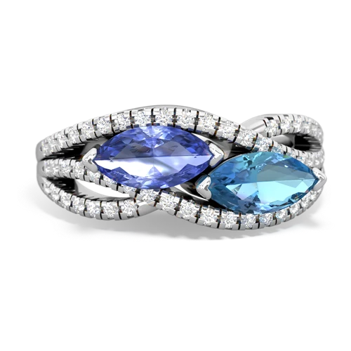 tanzanite-blue topaz double heart ring