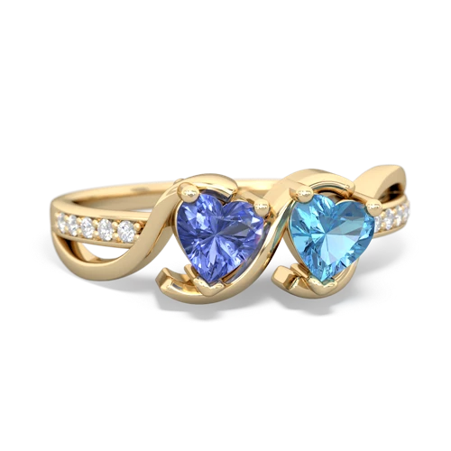 tanzanite-blue topaz double heart ring