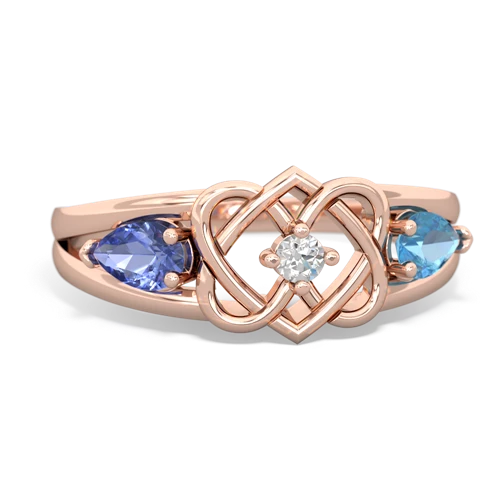 tanzanite-blue topaz double heart ring