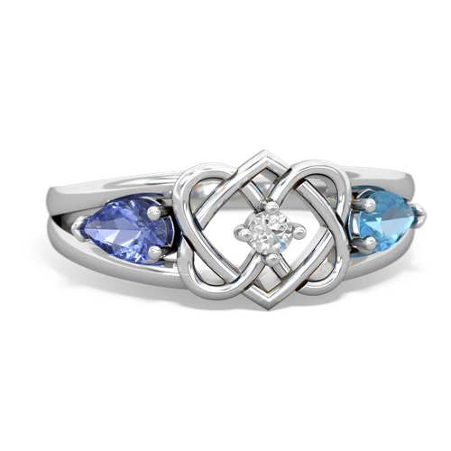 tanzanite-blue topaz double heart ring