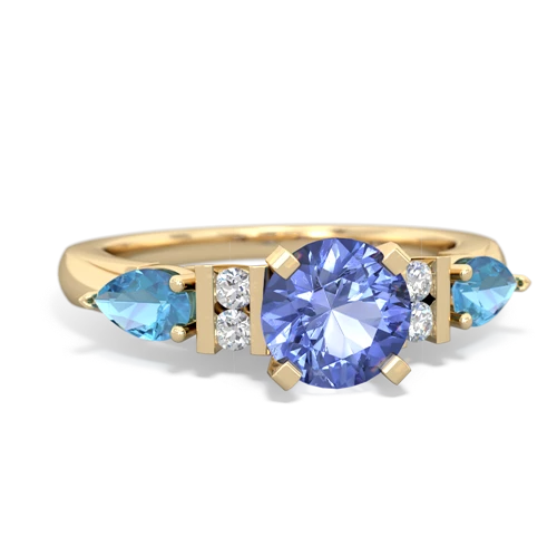 Tanzanite Genuine Tanzanite with Genuine Swiss Blue Topaz and Lab Created Pink Sapphire Engagement ring Ring