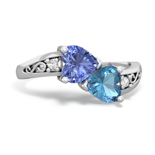 tanzanite-blue topaz filligree ring