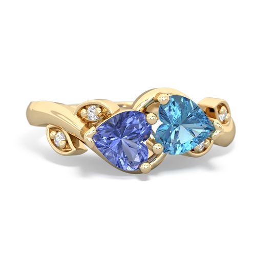 tanzanite-blue topaz floral keepsake ring