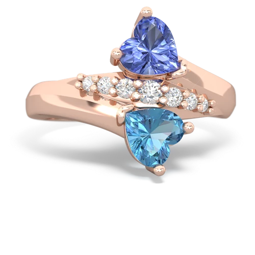 tanzanite-blue topaz modern ring