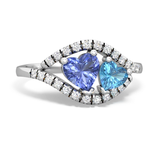 tanzanite-blue topaz mother child ring