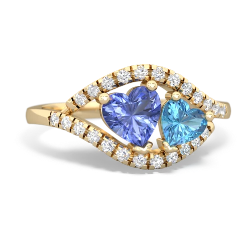 tanzanite-blue topaz mother child ring