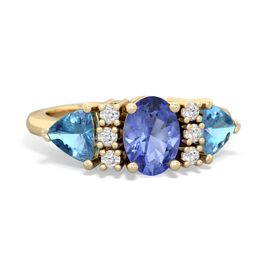 Tanzanite Genuine Tanzanite with Genuine Swiss Blue Topaz and Lab Created Emerald Antique Style Three Stone ring Ring