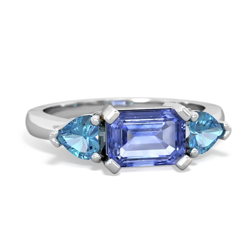 Tanzanite Genuine Tanzanite with Genuine Swiss Blue Topaz and Lab Created Pink Sapphire Three Stone ring Ring