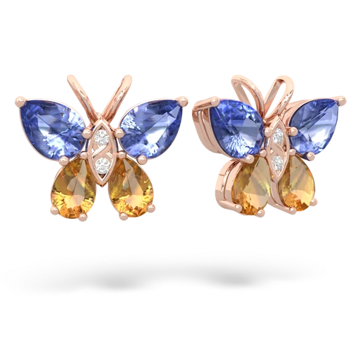 tanzanite-citrine butterfly earrings
