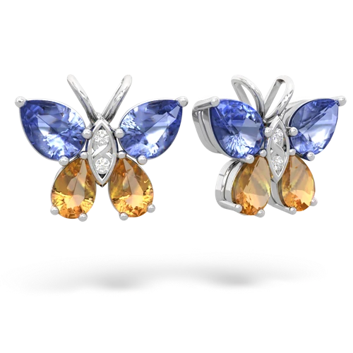 tanzanite-citrine butterfly earrings