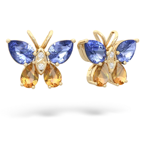 tanzanite-citrine butterfly earrings