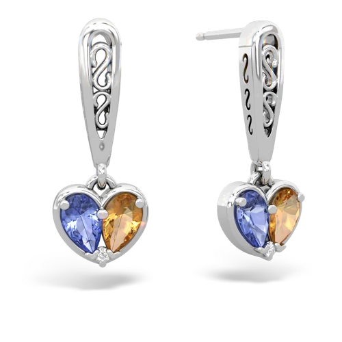 tanzanite-citrine filligree earrings